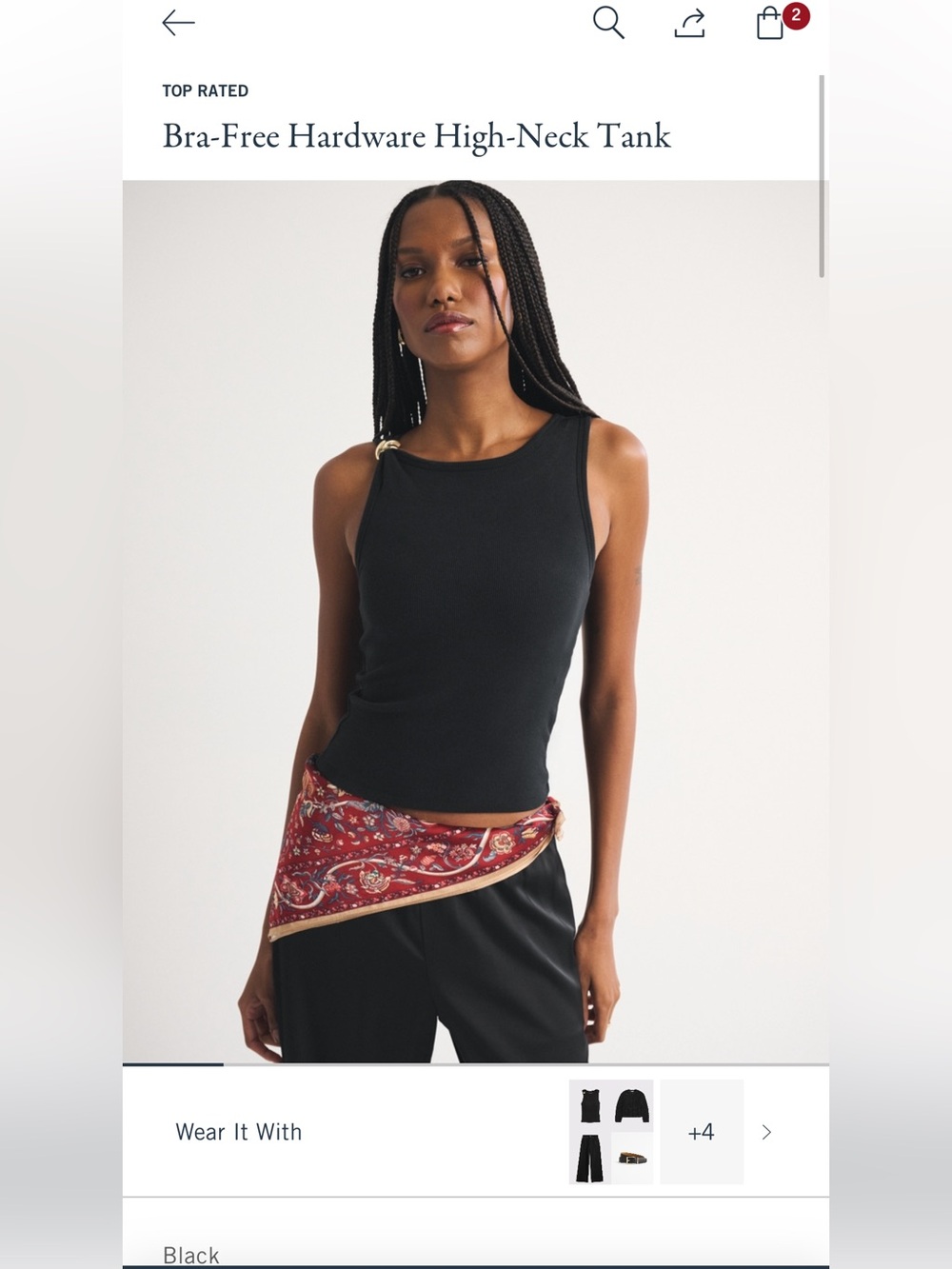Abercrombie & Fitch Black High-Neck Bra-Free Tank